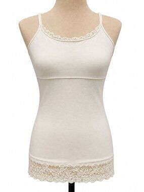 Self Expressions Maidenform Cami Sz L White Lace Trim Shaping Tank Layering Top